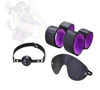 Cinghie da yoga corte in nylon viola per il fissaggio di mani e piedi, regolabili tramite velcro, ideali per gli allungamenti e i cambi di posizione durante le sessioni di yoga in sala