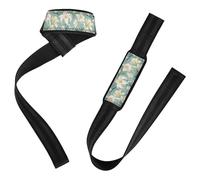 Cinghie di sollevamento in neoprene da 66 cm con gigli retrò, colore verde pallido, cinghie imbottite per stacchi da donna, per sollevamento pesi, bodybuilding, powerlifting, allenamento della forza