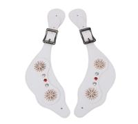 Cinghie di Speroni Occidentali Floreali Artigianali con, Lunghezza Regolabile per Cavalieri, Stile Vintage (White)