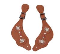 Cinghie di Speroni Occidentali Floreali Artigianali con, Lunghezza Regolabile per Cavalieri, Stile Vintage (Brown)
