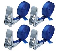 Cinghie di tensione con cricchetto 4 m o 6 m tiranti fasce cricchetto ancoraggio 4 pezzi blu, larghezza 25 mm - carico resistenza fino a 800 kg DIN EN 12195-2, 4 pezzi 2.5 cm x 6 m