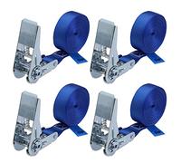 Cinghie di tensione con cricchetto 4 m o 6 m tiranti fasce cricchetto ancoraggio 4 pezzi blu, larghezza 25 mm - carico resistenza fino a 800 kg DIN EN 12195-2, 4 pezzi 2.5 cm x 4 m