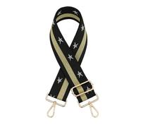Cinghie Larghe In Tela 2 Pcs Nylon Crossbody Bag Strap Detachable Diamond Pattern Shoulder Belts Adjustable Replacement Messenger Bags(Black-Gold)