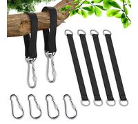 Cinghie per Amaca All'aperto, 4 Pezzi Cinghie per Altalena, 30 x 2,5cm Fissaggio per Amaca, Attacco per Altalena Kit con 4 Moschettoni, Cinghie per Amaca e Sedia Sospesa, Cinghie Pendenti Altalena