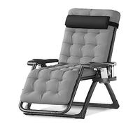 Cinghie Zero Gravity, Extra Wide Folding Recliner Outdoor Indoor Patio Chaise Chaise Lounge Chair con Cuscino e Vassoio Rimovibili, JYLSSKUK, Grigio