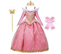 CinheyU Bella Addormentata Carnevale Costumi per Bambine Aurora Principessa Compleanno Abiti Ragazze Natale Halloween Cosplay Cerimonia Festa Tulle Vestito con Accessori 3-4 anni