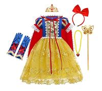 CinheyU Carnevale Costumi per Bambine Biancaneve Principessa Compleanno Abiti Ragazze Natale Halloween Cosplay Cerimonia Festa Tulle Vestito con Mantello Accessori 11-12 anni