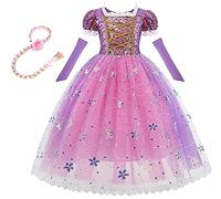 CinheyU Carnevale Costumi per Bambine Sofia Principessa Compleanno Abiti Ragazze Natale Halloween Cosplay Cerimonia Festa Tulle Vestito con Parrucca per Capelli Rapunzel 2-3 anni