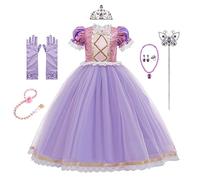 CinheyU Rapunzel Carnevale Costumi per Bambine Sofia Principessa Compleanno Abiti Ragazze Natale Halloween Cosplay Cerimonia Festa Tulle Vestito con Accessori 8-9 anni