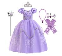 CinheyU Rapunzel Carnevale Costumi per Bambine Sofia Principessa Compleanno Abiti Ragazze Natale Halloween Cosplay Cerimonia Festa Tulle Vestito con Accessori 7-8 anni