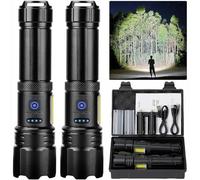 cinlinso Torcia LED Potente Professionale, 100000 Lumen Ricaricabile Super Luminoso Zoomabile Torcia con 7 Modalità di Illuminazione,IPX7 Impermeabile Flashlight per Campeggio/Trekking/Emergenza