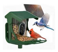 CINMOORE Mangiatoia per uccelli con telecamera a energia solare, 4 MP 2,5 K, telecamera intelligente per esterni, identificazione delle specie di uccelli AI, visualizzazione e riproduzione dal vivo
