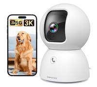 CINMOORE - Telecamera di sicurezza 3K per neonati/animali domestici al coperto a 360°, visione notturna a colori, rilevamento del movimento AI, conversazione a 2 vie, WiFi 6, compatibile con Alexa