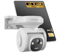 CINMOORE Telecamera di sicurezza solare cellulare 4G LTE wireless per esterni, senza WiFi 2.5K, telecamera ad energia solare, panoramica e inclinabile, con scheda SIM e scheda SD da 64 GB, visione