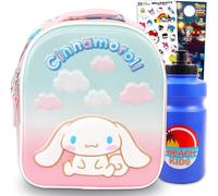 Cinnamoroll - Set per il pranzo per ragazze, con adesivi SANRIO Lunchbox Plus, bottiglia d'acqua, altro ancora | Cinnamoroll Borsa per il pranzo per la scuola