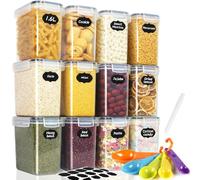 Cinnani 1.6L Contenitori Ermetici per Alimenti 12 Pezzi, Contenitori Plastica Cucina Organizer con Coperchio, Senza BPA Organizer Cucina per la Conservazione di Pasta, Cereali, Muesli, Farina