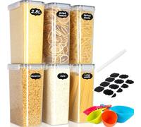 Cinnani 2.8L Contenitori Ermetici per Alimenti 6 Pezzi, Contenitori Plastica Cucina Organizer con Coperchio, Senza BPA Organizer Cucina per la Conservazione di Pasta, Cereali, Muesli, Farina