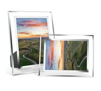 Cinnani Cornice Foto 13 x 18, Cornice Trasparente set di 2, Portafoto da Tavolo Argento in Vetro, Cornice Personalizzata Con Foto per Casa, Ufficio, Matrimonio, Regalo