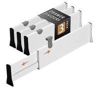 Cinnani Divisori per Cassetti Regolabili, Set di 3 Separatori per Cassetti in Plastica, Estensibili da 37,6 cm a 54 cm, Divisori Cassetti Per Cucina, Bagno, Camera da Letto, Cassettiera, Ufficio