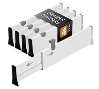 Cinnani Divisori per Cassetti Regolabili, Set di 4 Separatori per Cassetti in Plastica, Estensibili da 37,6 cm a 54 cm, Divisori Cassetti Per Cucina, Bagno, Camera da Letto, Cassettiera, Ufficio