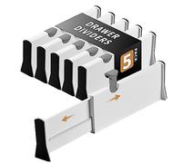 Cinnani Divisori per Cassetti Regolabili, Set di 5 Separatori per Cassetti in Plastica, Estensibili da 27,8 cm a 43,5 cm, Divisori Cassetti Per Cucina, Bagno, Camera da Letto, Cassettiera, Ufficio