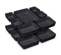 Cinnani Organizer Cassetti 14 Pezzi, Contenitori per cassetti in Feltro di Impilabili 4 Taglie, Organizer Cassetto da Scrivania, Scatole Stoccaggio Cassetti Contenitori Cassetti, Grigio Scuro