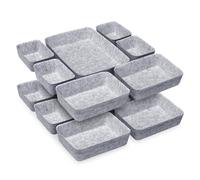 Cinnani Organizer Cassetti 14 Pezzi, Contenitori per cassetti in Feltro di Impilabili 4 Taglie, Organizer Cassetto da Scrivania, Scatole Stoccaggio Cassetti Contenitori Cassetti, Grigio Chiaro