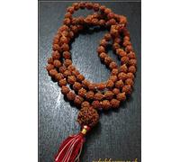 Cinque 5 Mukhi Viso Guru Rudraksha Japa Mala Rosario 108+1 Perlina Yoga Indù