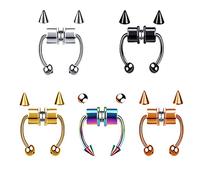 Cinque acciaio inox septum finto naso,magnetico piercing naso finto, a ferro di cavallo, non penetranti, per naso, anelli per donne, uomini, con sostituzione delle punte