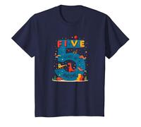 Cinque Anni di Fantastico: Celebrazione del Compleanno di Dino Adventure Maglietta, Bambini, Navy, 8 Anni