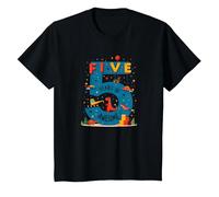 Cinque Anni di Fantastico: Celebrazione del Compleanno di Dino Adventure Maglietta, Bambini, Nero, 4 Anni