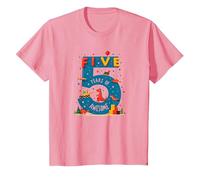 Cinque Anni di Fantastico: Celebrazione del Compleanno di Dino Adventure Maglietta, Bambini, Rosa, 4 Anni