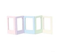 Cinque cornici da 7,6 cm con retro magnetico per un facile montaggio su superfici metalliche, design frontale cavo per un cambio istantaneo delle foto, realizzate in fibre di paglia leggere