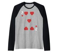 Cinque di Cuori Mazzo di Carte Halloween Costume Gruppo Maglia con Maniche Raglan
