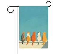 Cinque gatti su parete bianca bandiera minimalista giardino stagionale vacanza juta doppia faccia casa cortile esterno bandiere 30,5 x 45,7 cm