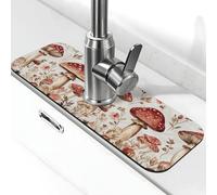 Cinque grandi funghi lavello paraspruzzi tappetino per rubinetto, ventosa per rubinetto della cucina, maniglia del rubinetto del rubinetto, vassoio raccogli gocce vassoio per asciugare il bagno (38,1