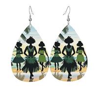 Cinque silhouette di danza hawaiana orecchini in pelle per le donne orecchini a goccia leggeri pendenti orecchini a cerchio gioielli regali, One Size, Pelle sintetica, Non pietra preziosa