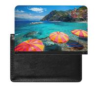 Cinque Terre - Custodia a portafoglio da viaggio per passaporto con slot per carte di credito, per donne e uomini