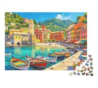 Cinque Terre Puzzle 1000 pezzi Recyclable Fishing Village Puzzle per anziani Gioco educativo Rilassamento Ideal Per i compleanni di famiglia e amici 52x38cm/1000pcs