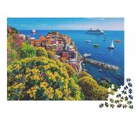Cinque Terre Puzzles 1000 Pezzis Riciclato Villaggio di Pesca Italiano Anziani Puzzles Accessori per Giochi di Festa Ottimo Idea Regalo for Famiglia And Amici Birthdays 70x50cm/1000pcs