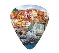 Cinque Terre Scenery - 12 plettri per chitarra, spessore 0,46 mm/0,71 mm/0,96 mm, con custodia per chitarra acustica-elettrica, ukulele, basso