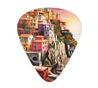 Cinque Terre Scenery - 12 plettri per chitarra, spessore 0,46 mm/0,71 mm/0,96 mm, con custodia per chitarra acustica-elettrica, ukulele, basso