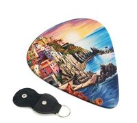 Cinque Terre Scenery - 6 plettri per chitarra, stampa su entrambi i lati, per chitarra acustica, basso, ukulele, chitarra elettrica (0,46 mm, 0,71 mm, 0,96 mm)