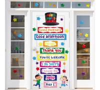 Cinrobiye Decorazioni per aule, poster con parole magiche, poster per finestre e porte, decorazioni per insegnanti, bacheca e decorazione da parete per scuola elementare e media prescolare