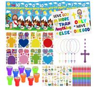 Cinrobiye Set di 72 libri da colorare con i dieci comandamenti per feste, regali religiosi, bibbia cristiana, bibbia, adesivi fai da te, tatuaggi, premi, regali per la scuola domenicale (Bibbia)