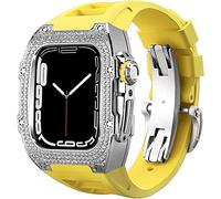 Cinta di orologio in gomma per copertina di diamanti di lusso con chiusura , per SE 8 7 6 5 4 Serie, custodia in acciaio inossidabile a fascia fluoroelastomer , per iwatch 45mm 44mm cambio accessori