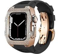 Cinta di orologio in gomma per copertina di diamanti di lusso con chiusura , per SE 8 7 6 5 4 Serie, custodia in acciaio inossidabile a fascia fluoroelastomer , per iwatch 45mm 44mm cambio accessori