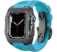 Cinta di orologio in gomma per copertina di diamanti di lusso con chiusura , per SE 8 7 6 5 4 Serie, custodia in acciaio inossidabile a fascia fluoroelastomer , per iwatch 45mm 44mm cambio accessori