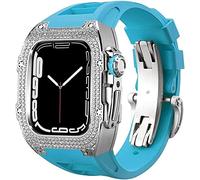 Cinta di orologio in gomma per copertina di diamanti di lusso con chiusura , per SE 8 7 6 5 4 Serie, custodia in acciaio inossidabile a fascia fluoroelastomer , per iwatch 45mm 44mm cambio accessori