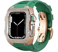 Cinta di orologio in gomma per copertina di diamanti di lusso con chiusura , per SE 8 7 6 5 4 Serie, custodia in acciaio inossidabile a fascia fluoroelastomer , per iwatch 45mm 44mm cambio accessori